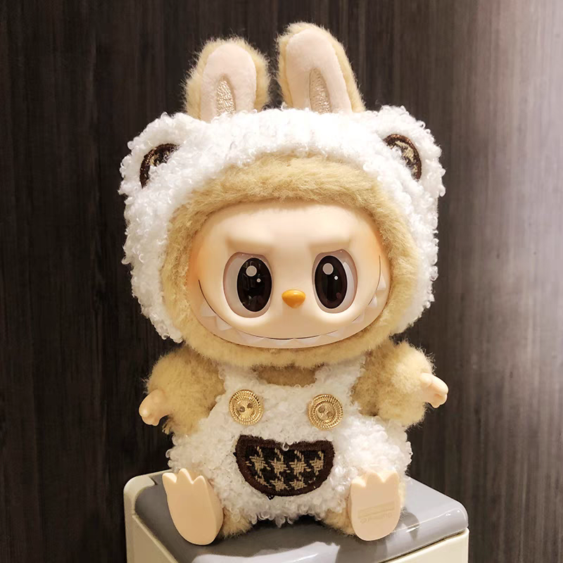 The Monsters Labubu Cloth Curly Plush Bear Overalls Set