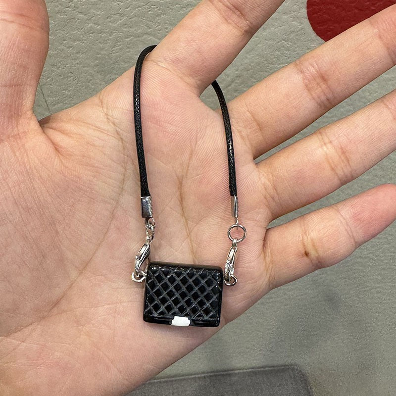Mini Model Camellia Black And White Bag, Figurine Pendant, Accessory For Labubu