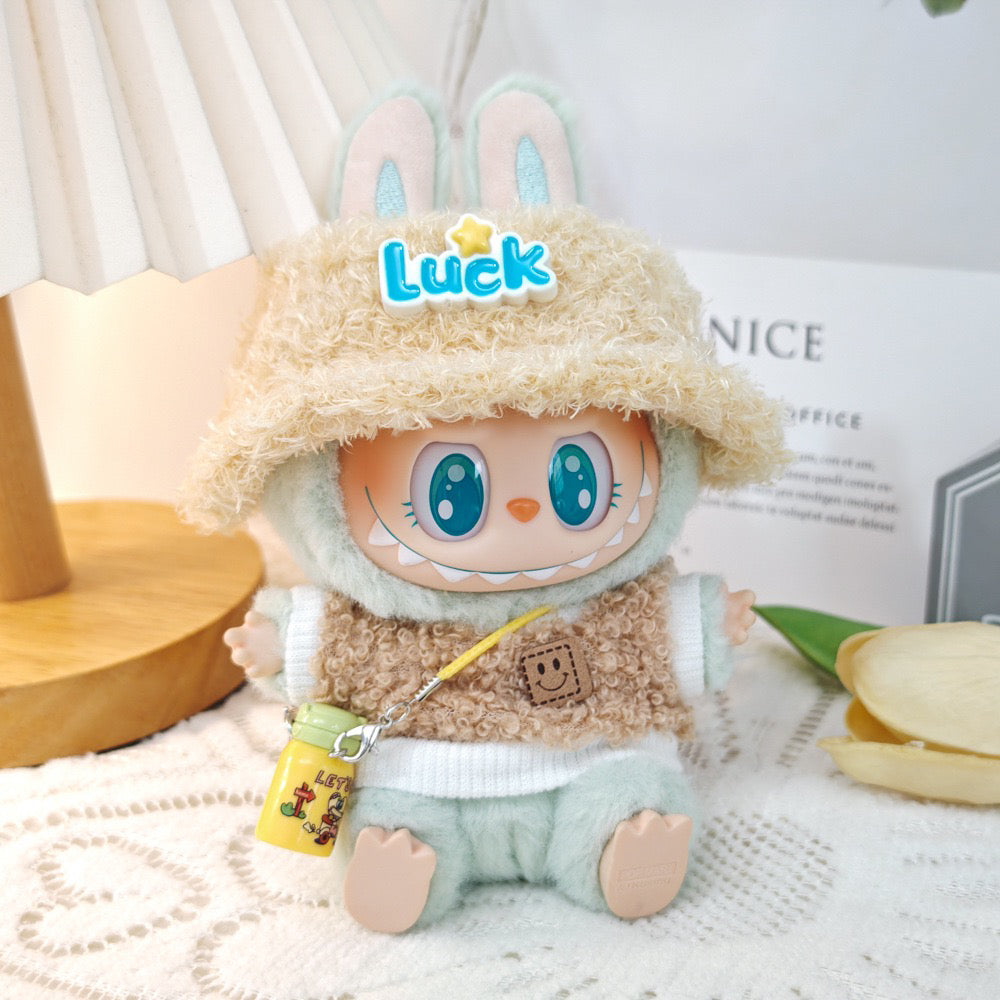 5-Piece Clothes - Clothes for Doll Outfit,Chic Style Set for 17cm Dolls - Clothes + Light Pink Heart-Shaped Velvet hat + Small Camera + Glasses + Canvas Shoes,No Doll (Style A)