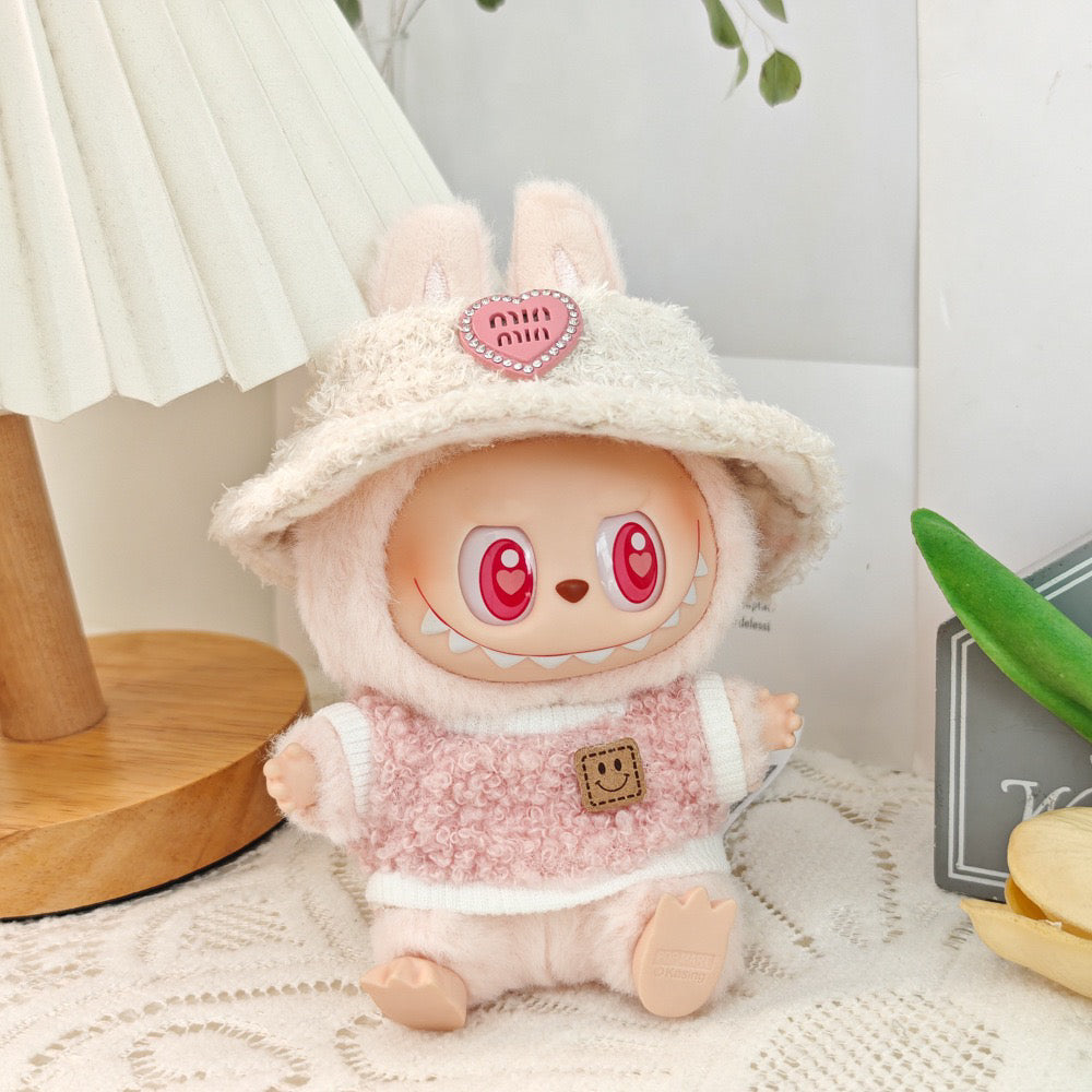 5-Piece Clothes - Clothes for Doll Outfit,Chic Style Set for 17cm Dolls - Clothes + Light Pink Heart-Shaped Velvet hat + Small Camera + Glasses + Canvas Shoes,No Doll (Style A)
