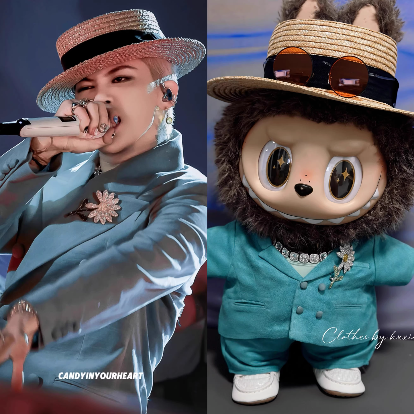 Labubu Clothes, The Same Mint Green Suit as G-Dragon, 17cm