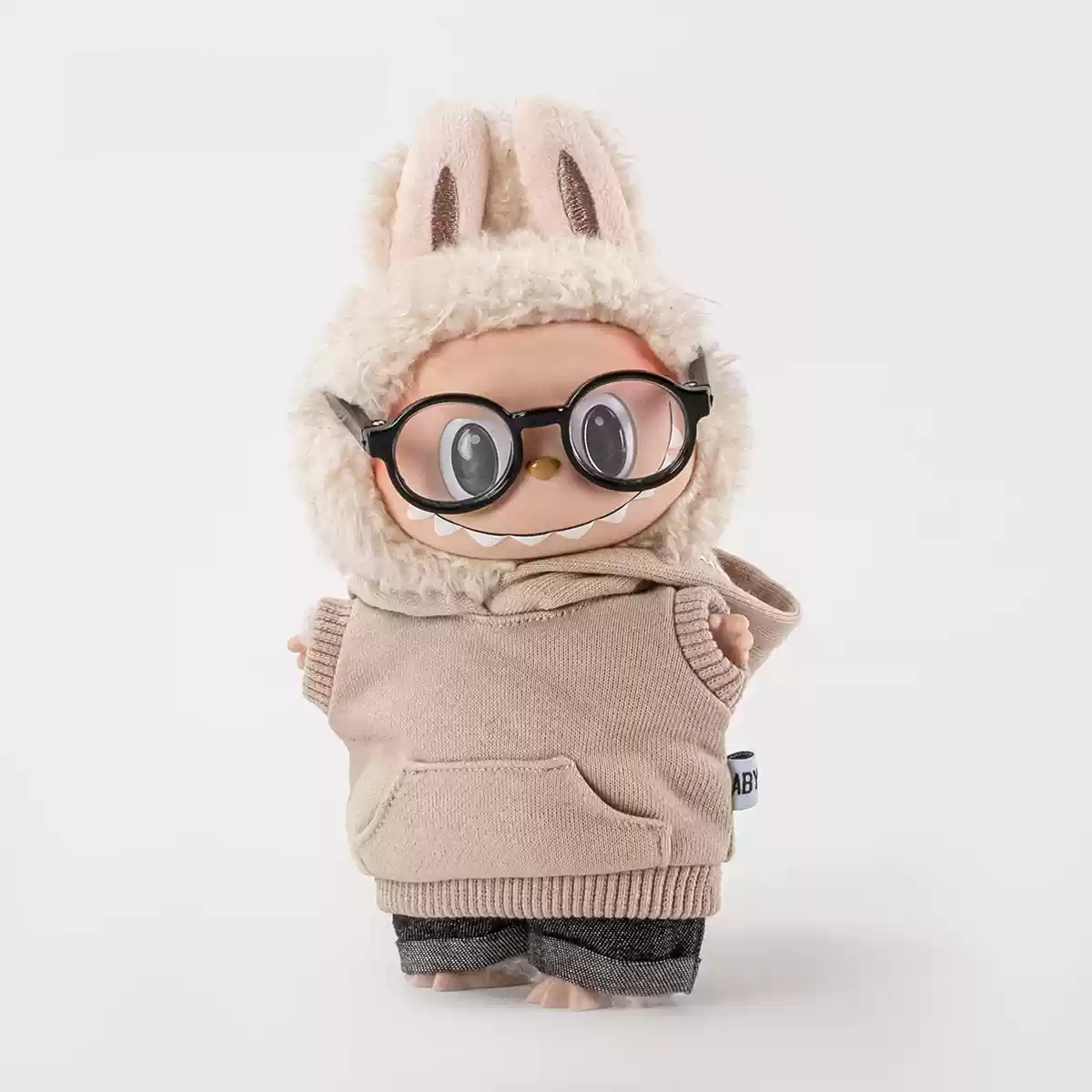 Hooded Sweatshirt + Rolled Jeans + Glasses For Pop Toy Dolls(Without doll)