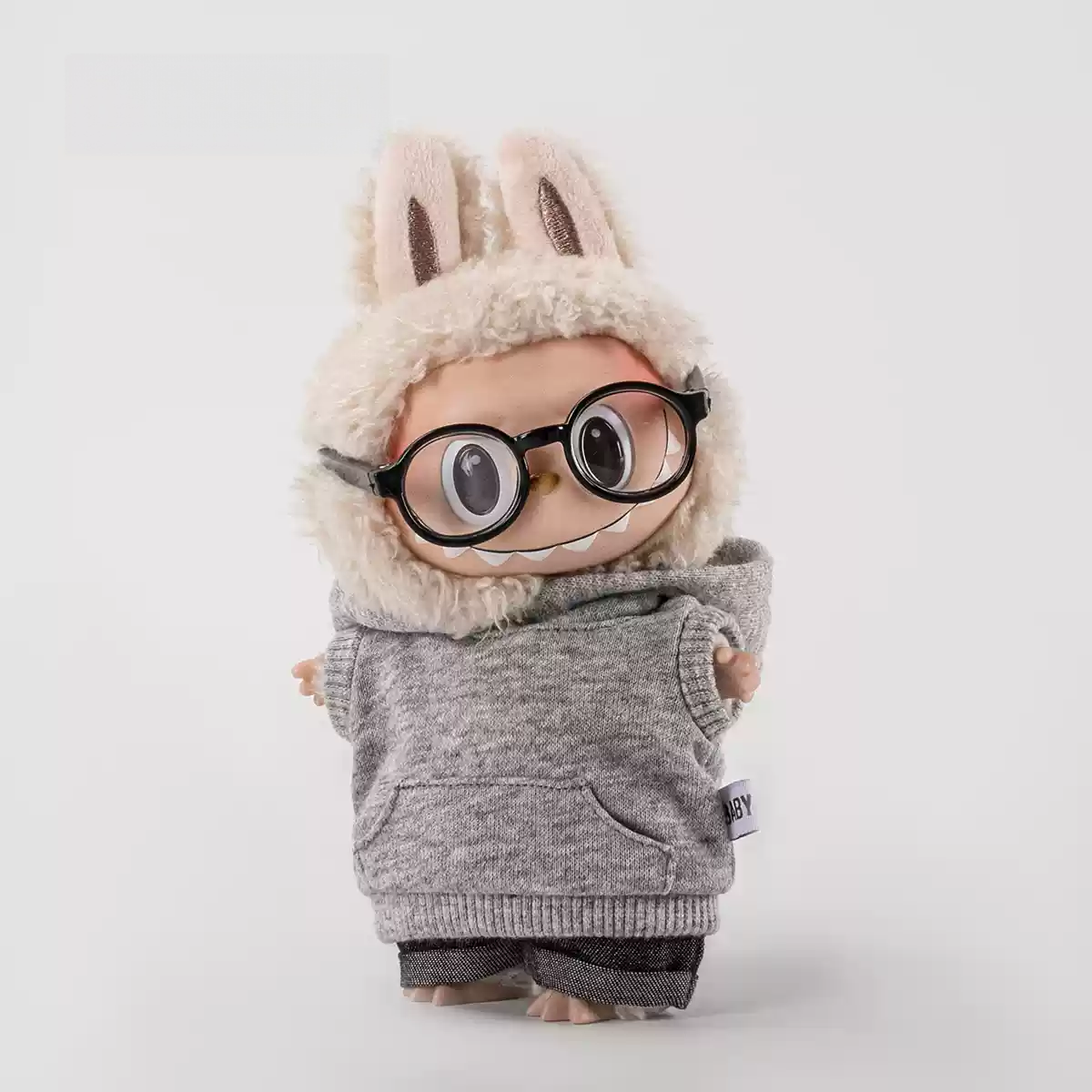 Hooded Sweatshirt + Rolled Jeans + Glasses For Pop Toy Dolls(Without doll)