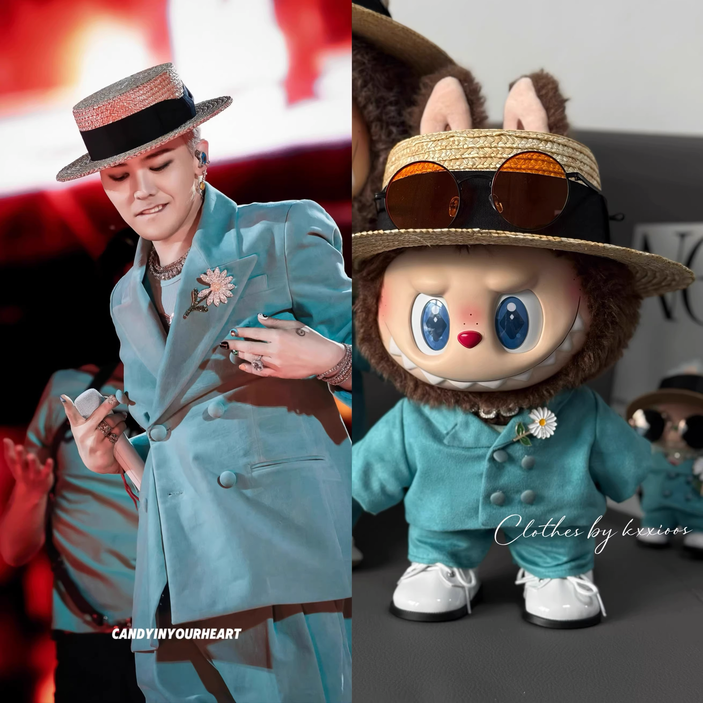 Labubu Clothes, The Same Mint Green Suit as G-Dragon, 17cm