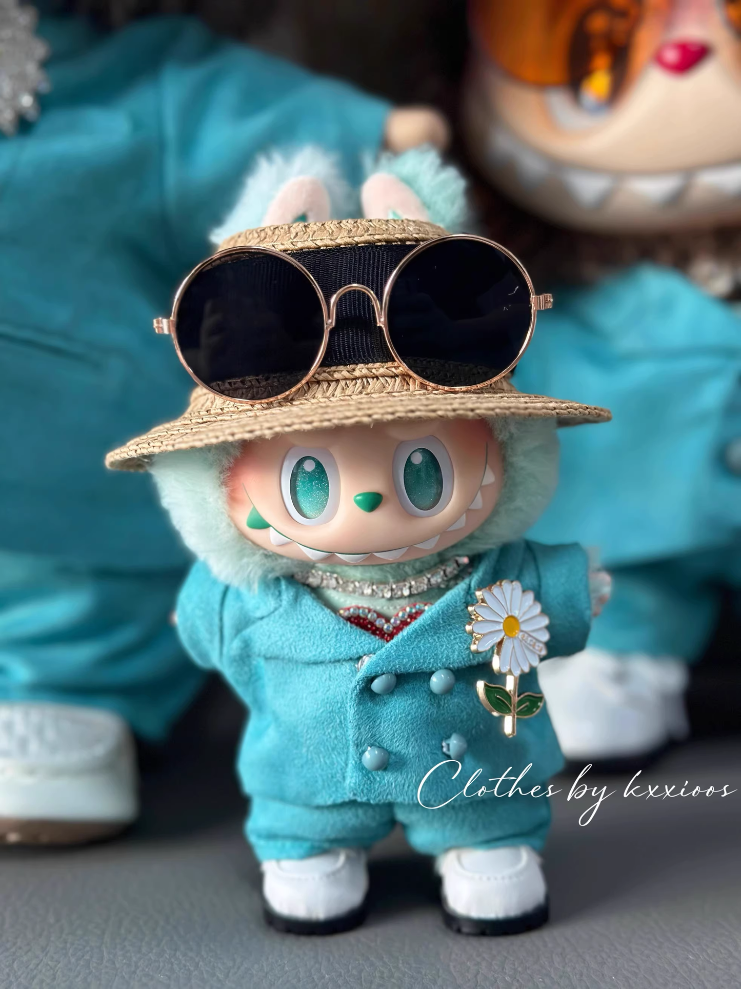 Labubu Clothes, The Same Mint Green Suit as G-Dragon, 17cm