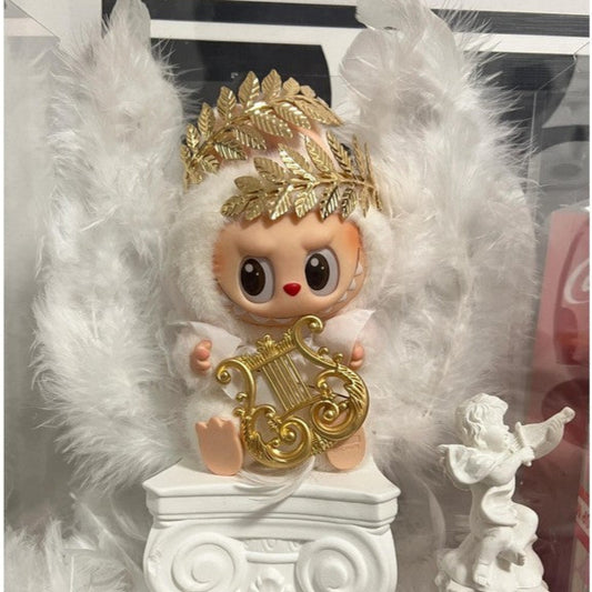 Handmade Angel Labubu Headdress + Harp + Wings (Without Labubu) （15-17cm)