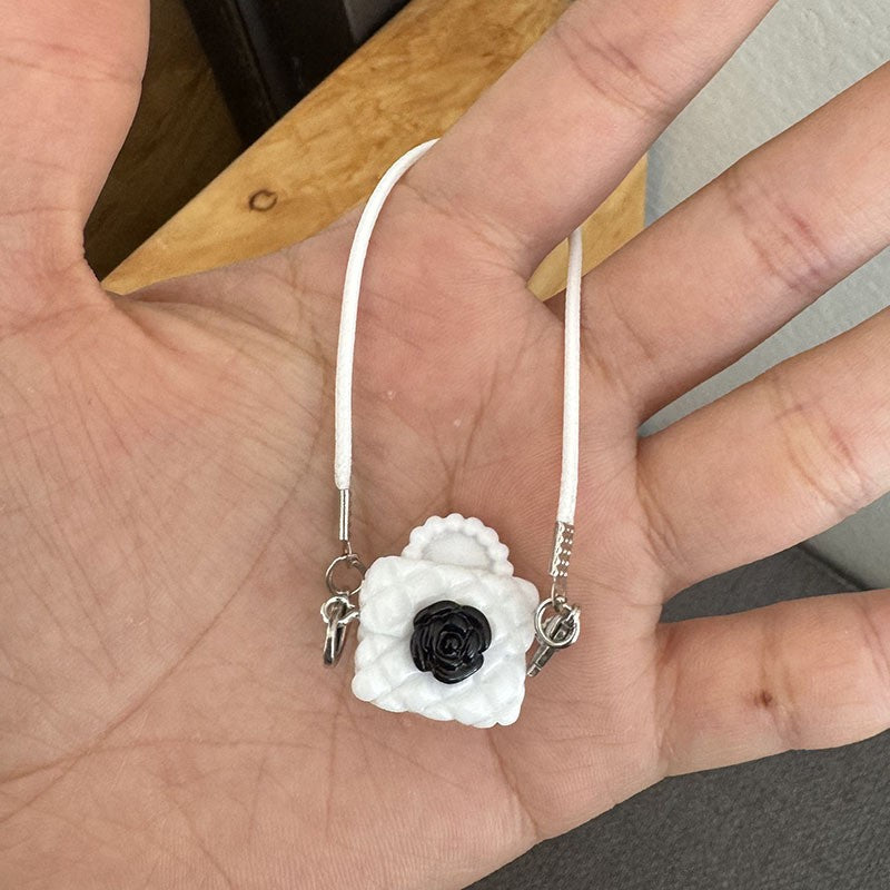 Mini Model Camellia Black And White Bag, Figurine Pendant, Accessory For Labubu