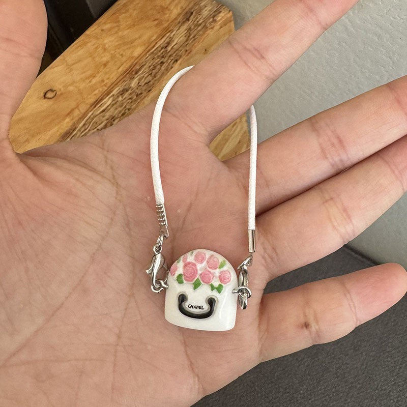 Mini Model Camellia Black And White Bag, Figurine Pendant, Accessory For Labubu