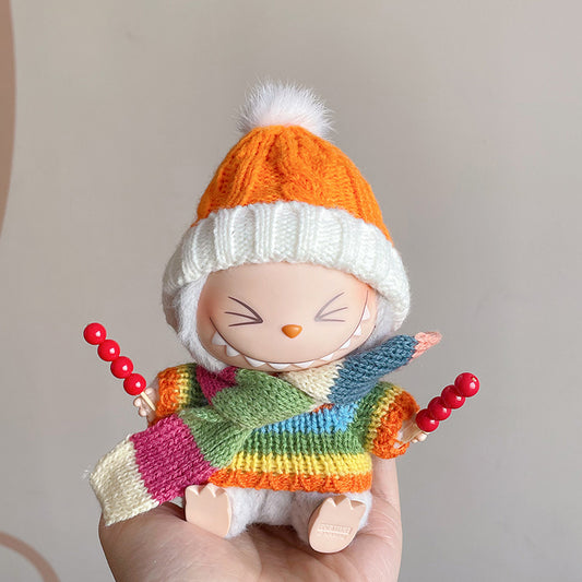 Rainbow Scarves, Hats And Sweaters (With Sugar-Coated Haws) For Labubu ( Without Labubu)