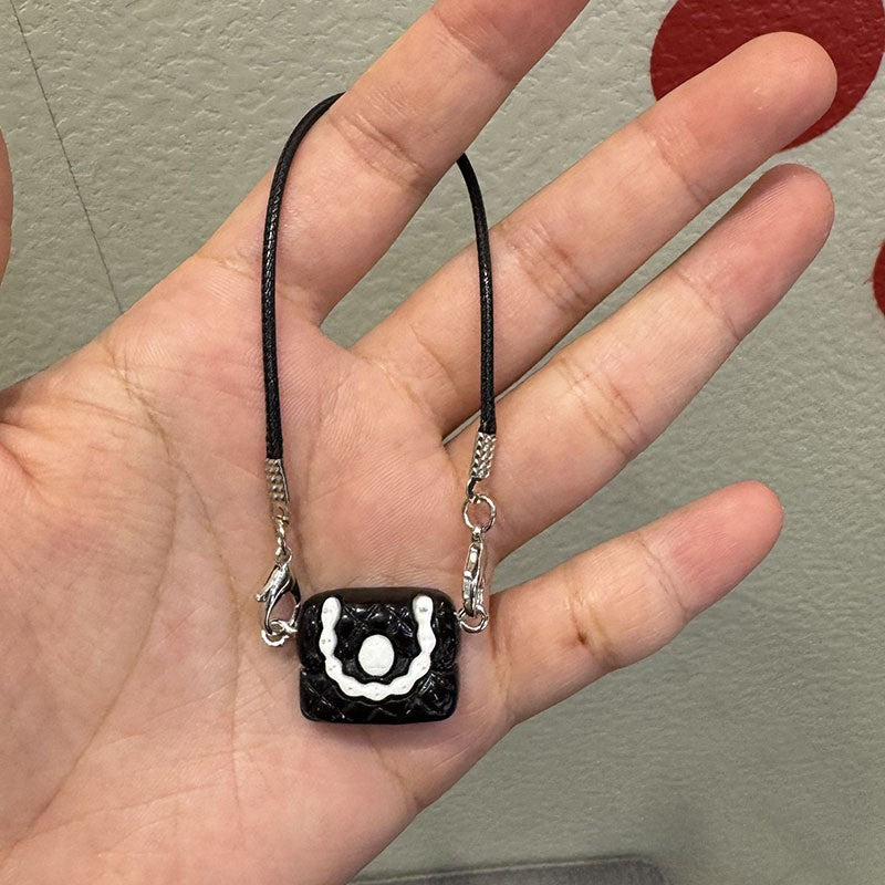 Mini Model Camellia Black And White Bag, Figurine Pendant, Accessory For Labubu