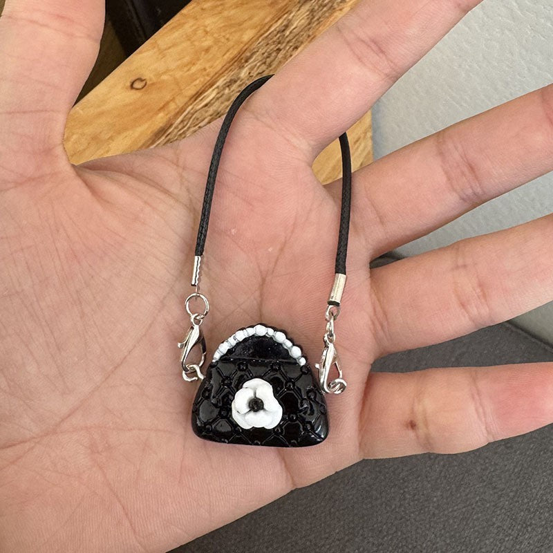 Mini Model Camellia Black And White Bag, Figurine Pendant, Accessory For Labubu
