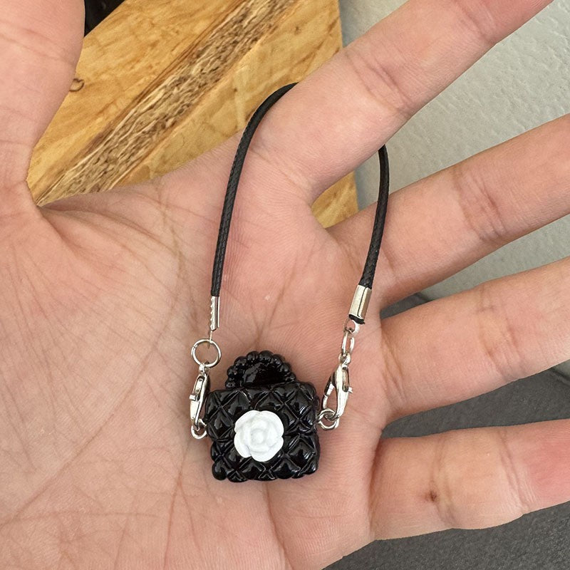 Mini Model Camellia Black And White Bag, Figurine Pendant, Accessory For Labubu
